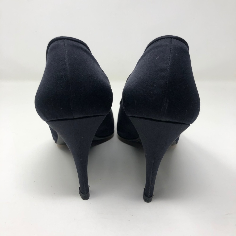 Saint Laurent Pumps Women 8 Black Satin Rhinestone Vintage YSL Heels - Picture 7 of 15